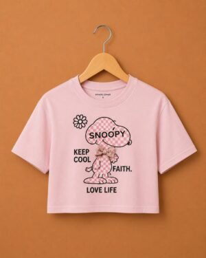 Brandz Home Pastel Pink Graphic Crop Tee