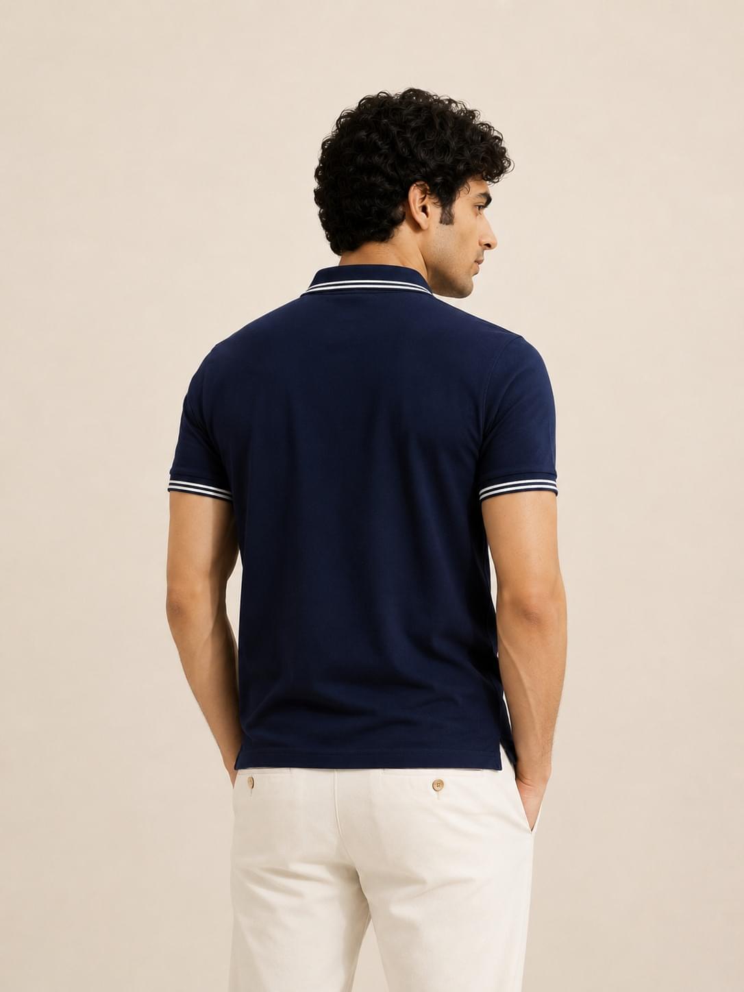 Armani Exchange A|X Navy Signature Tipped Polo T-Shirt - Image 5