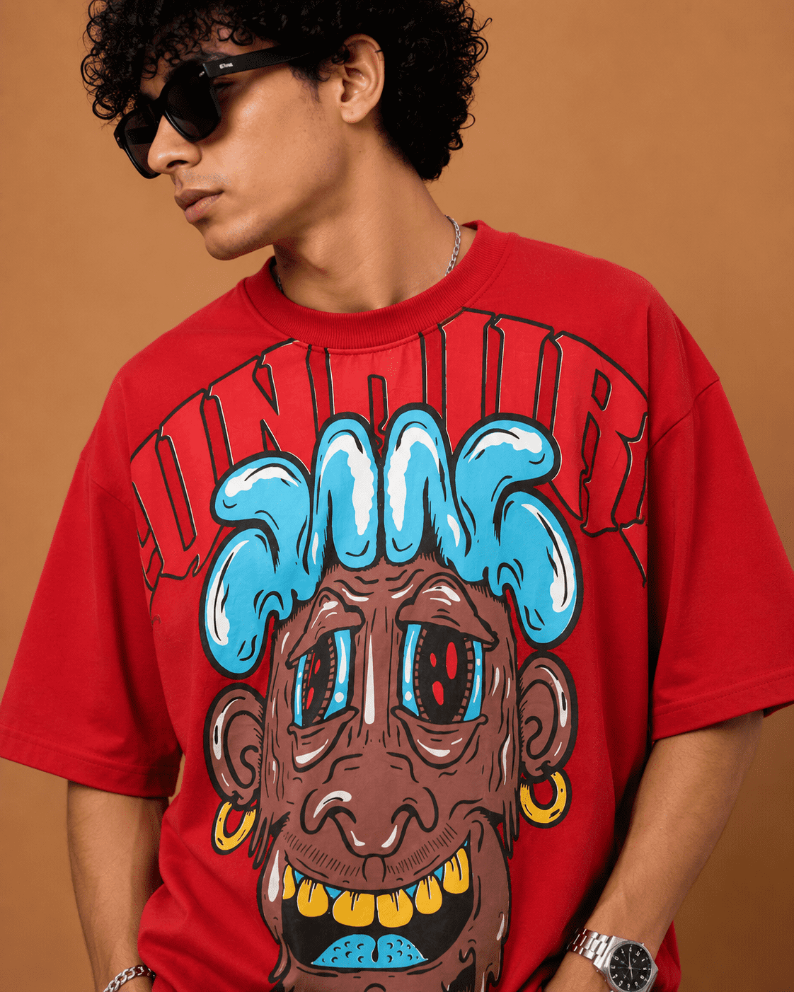Brandz Home Urban Monster Oversized T-Shirt – Crimson Red - Image 3