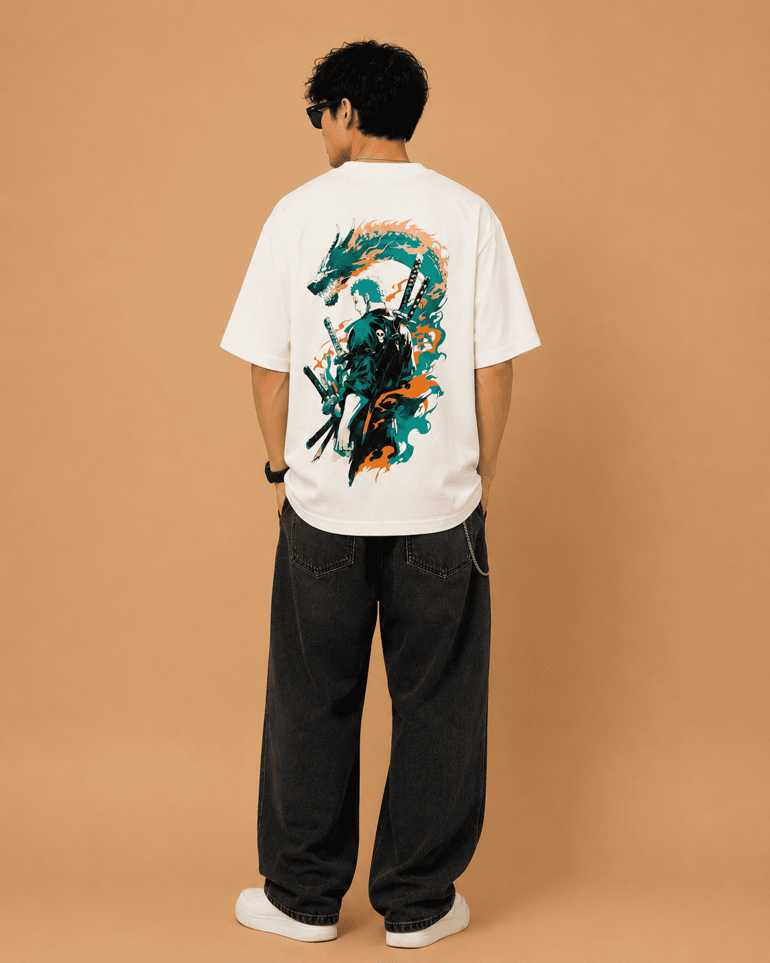 Brandz Home Dragon Ronin Oversized Graphic T-Shirt – Off White - Image 3