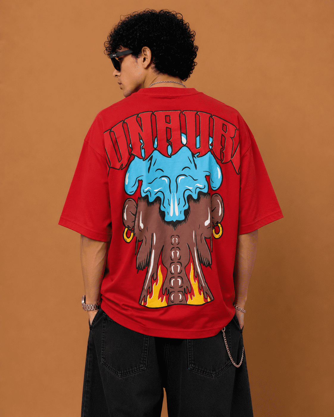 Brandz Home Urban Monster Oversized T-Shirt – Crimson Red - Image 4
