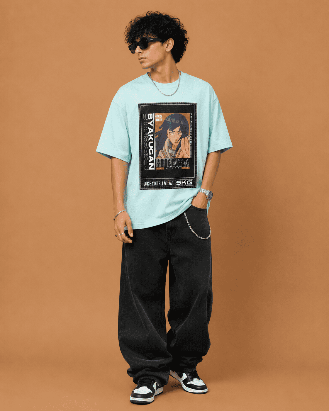 Brandz Home Hinata Legacy Acid Wash Oversized T-Shirt – Ice Blue - Image 2