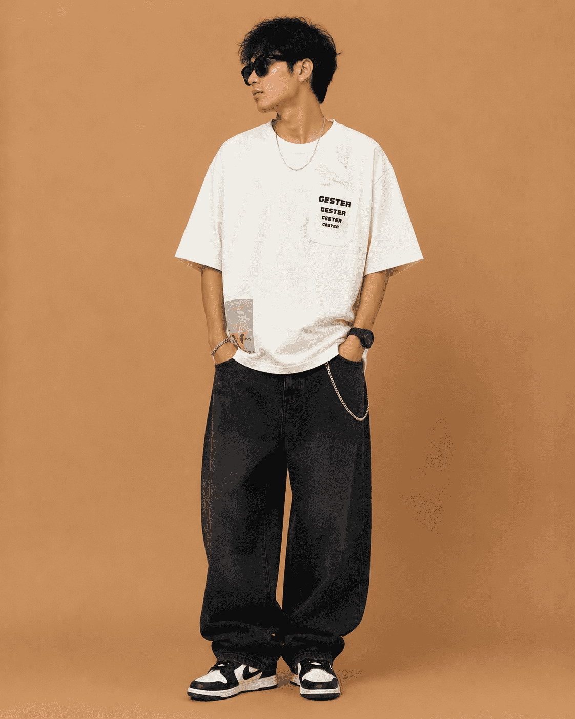 Brandz Home Ivory Utility Pocket Oversized T-Shirt – Off White - Image 2
