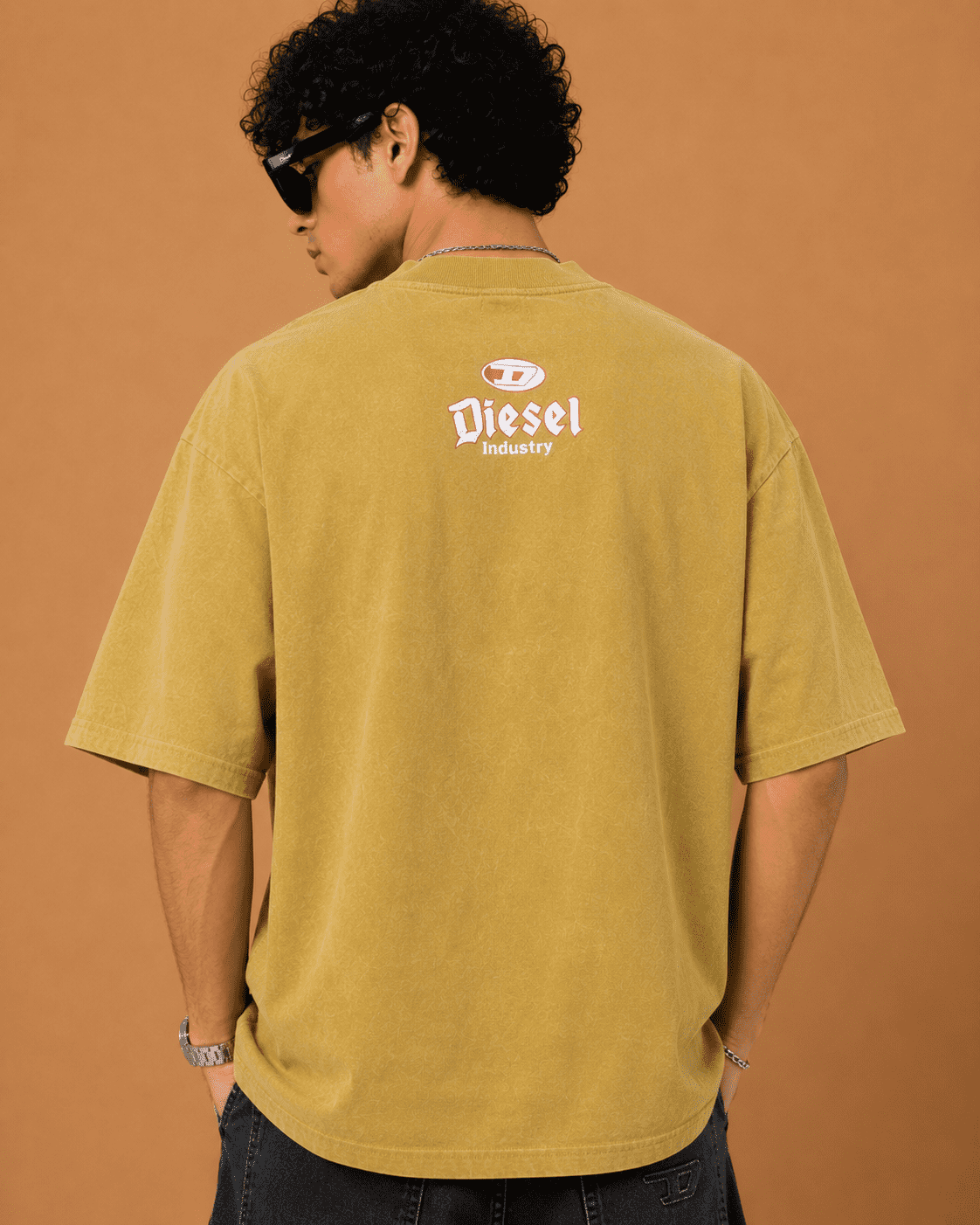 Diesel Vintage Acid Wash Oversized Graphic T-Shirt – Sand Beige - Image 4