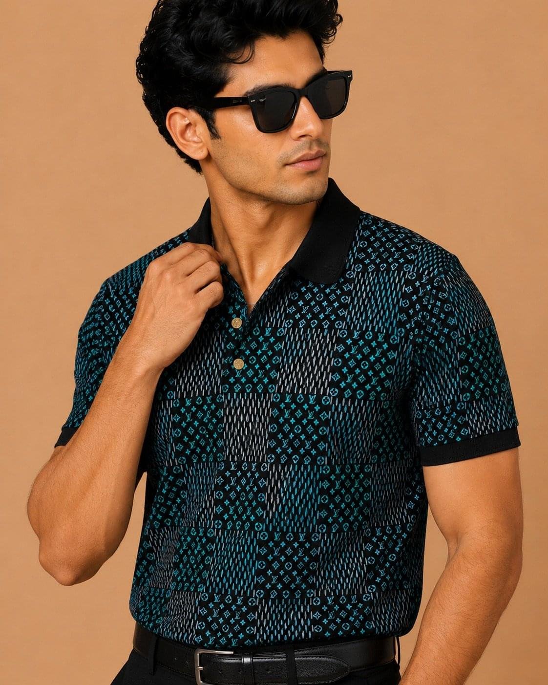 Louis Vuitton Premium Monogram Checkered Polo Tshirt - Image 2