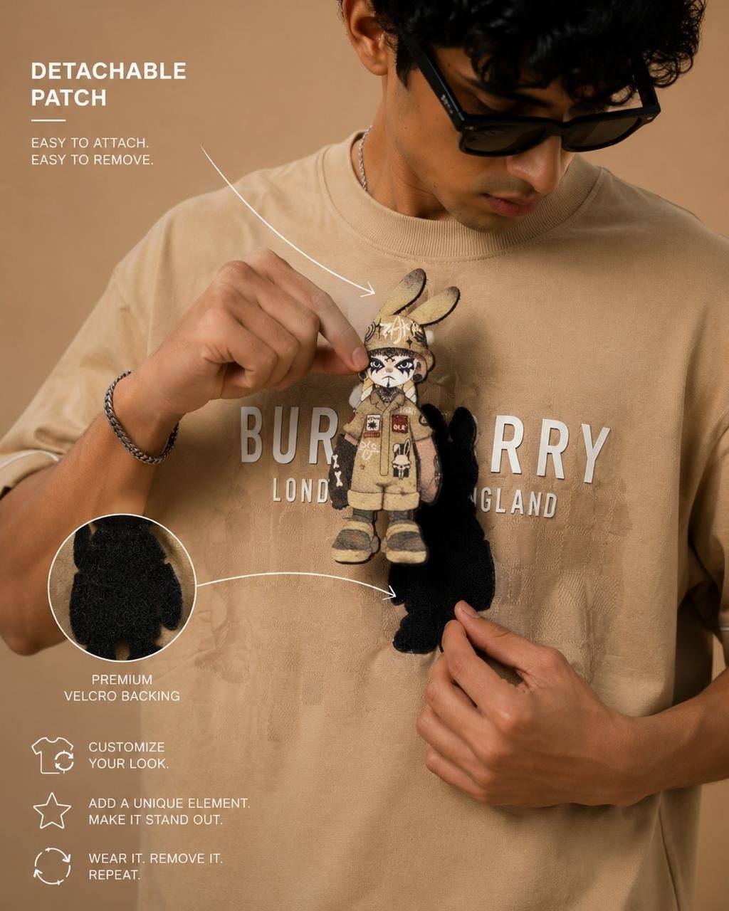 WhatsApp Image 2026-06-15 at 21.49.58 (1) Burberry Beige Detachable Patch Premium T-Shirt - Image 2