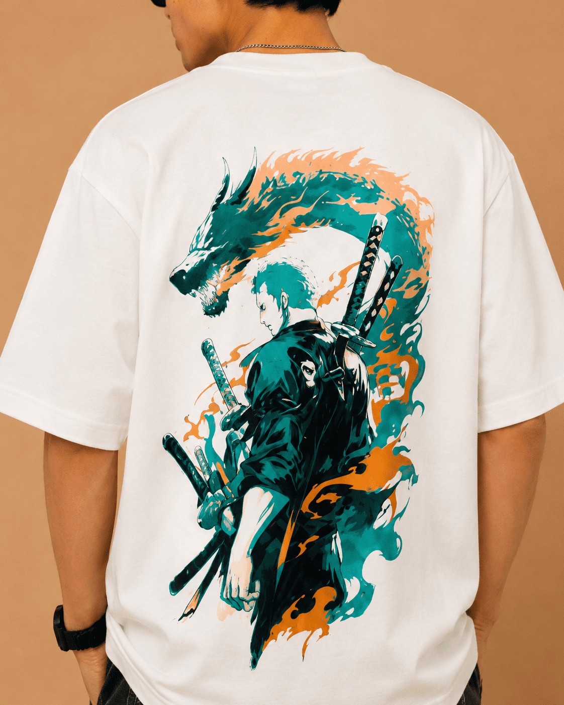Brandz Home Dragon Ronin Oversized Graphic T-Shirt – Off White - Image 2