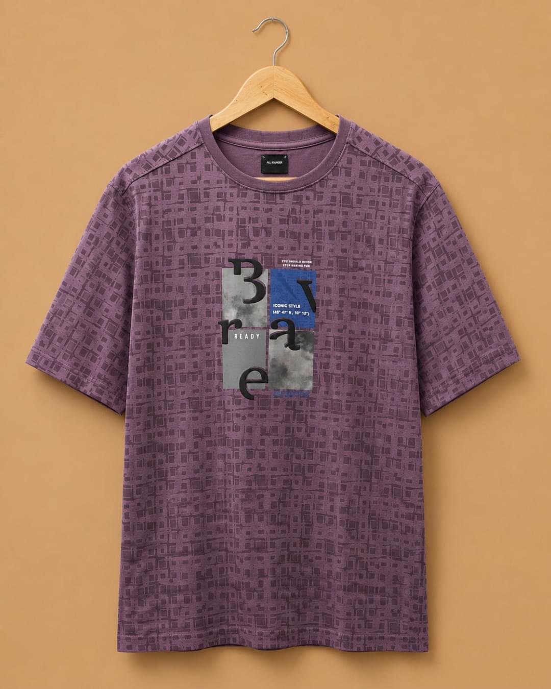 brandz home website images for mens section (45) Brandz Home Urban Grid Graphic Oversized T-Shirt – Purple