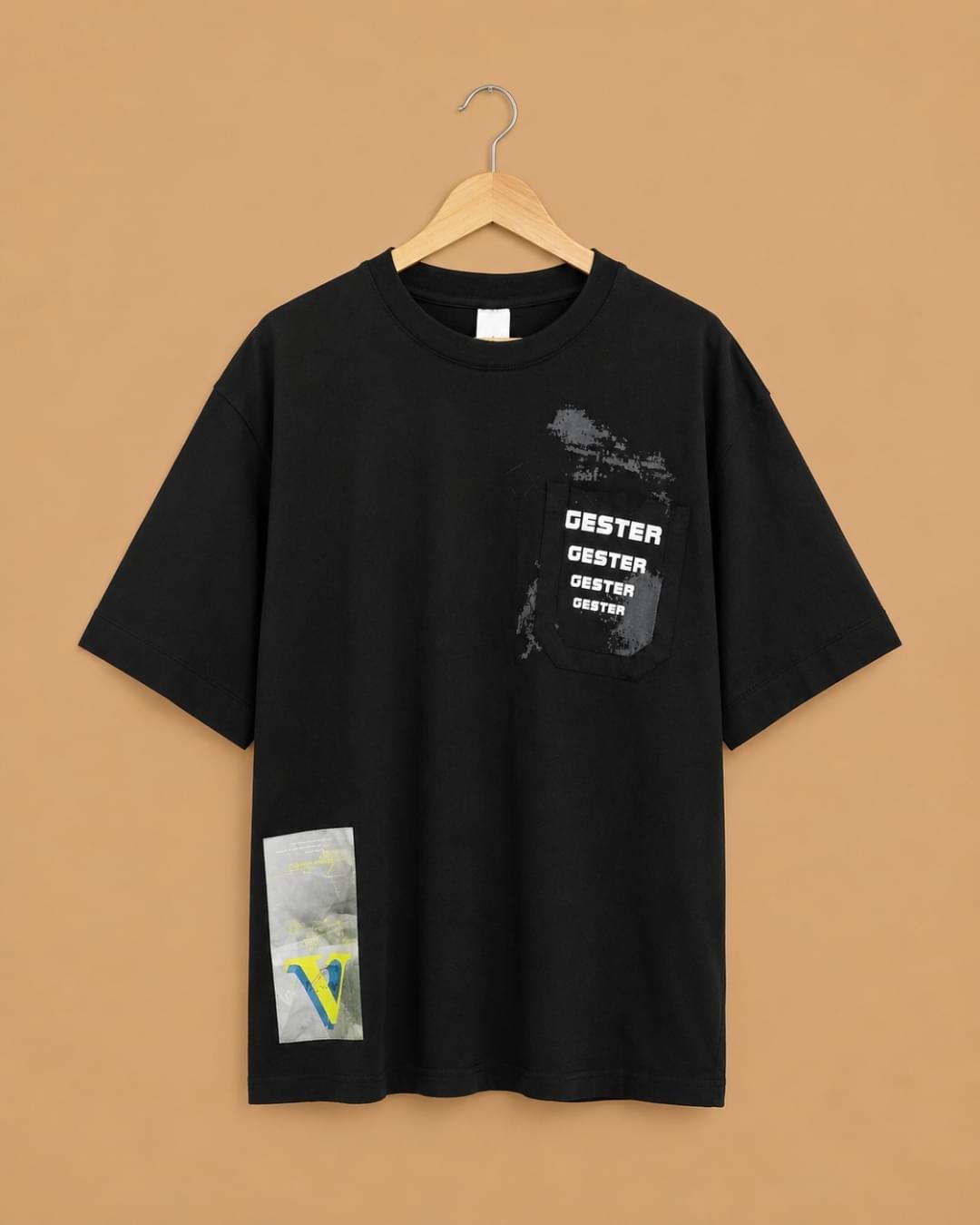 Brandz Home Utility Pocket Graphic Oversized T-Shirt – Black