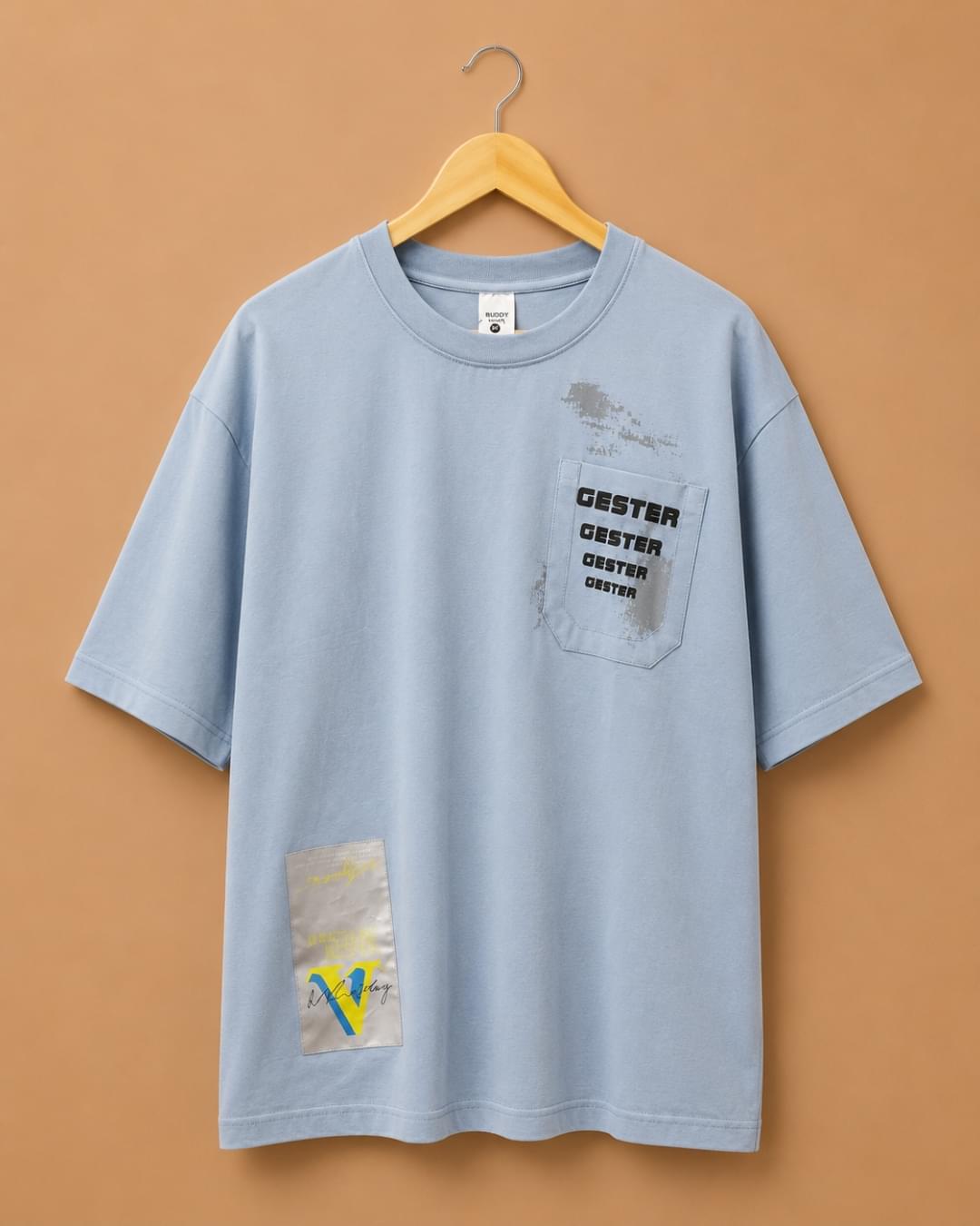 Brandz Home Sky Utility Pocket Oversized T-Shirt – Ice Blue