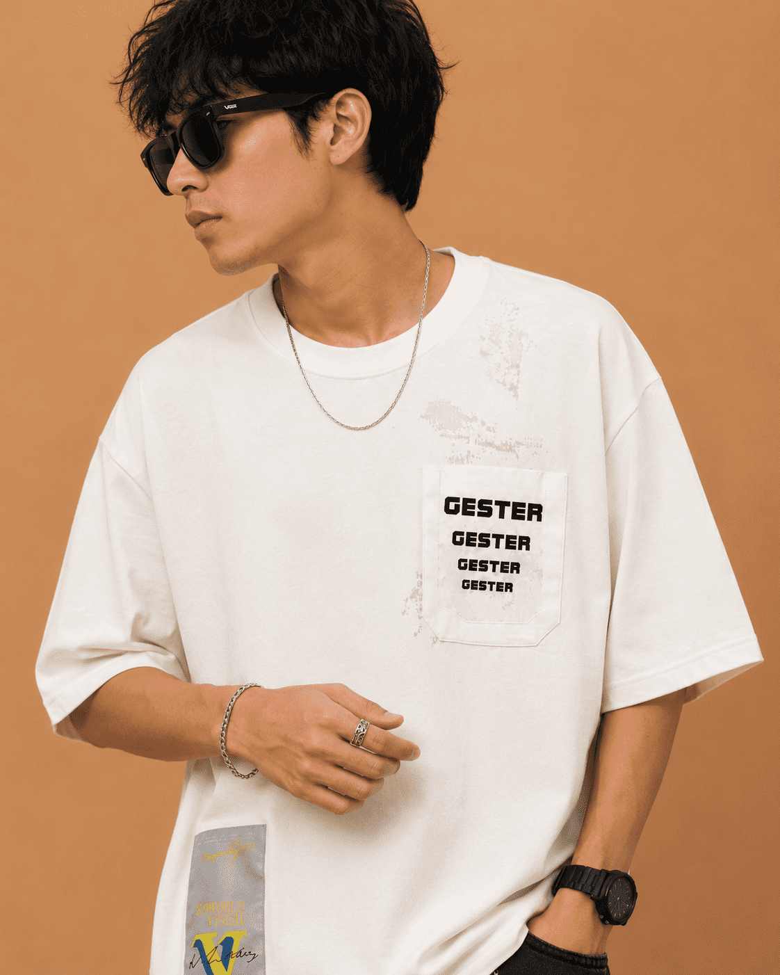 Brandz Home Ivory Utility Pocket Oversized T-Shirt – Off White - Image 3