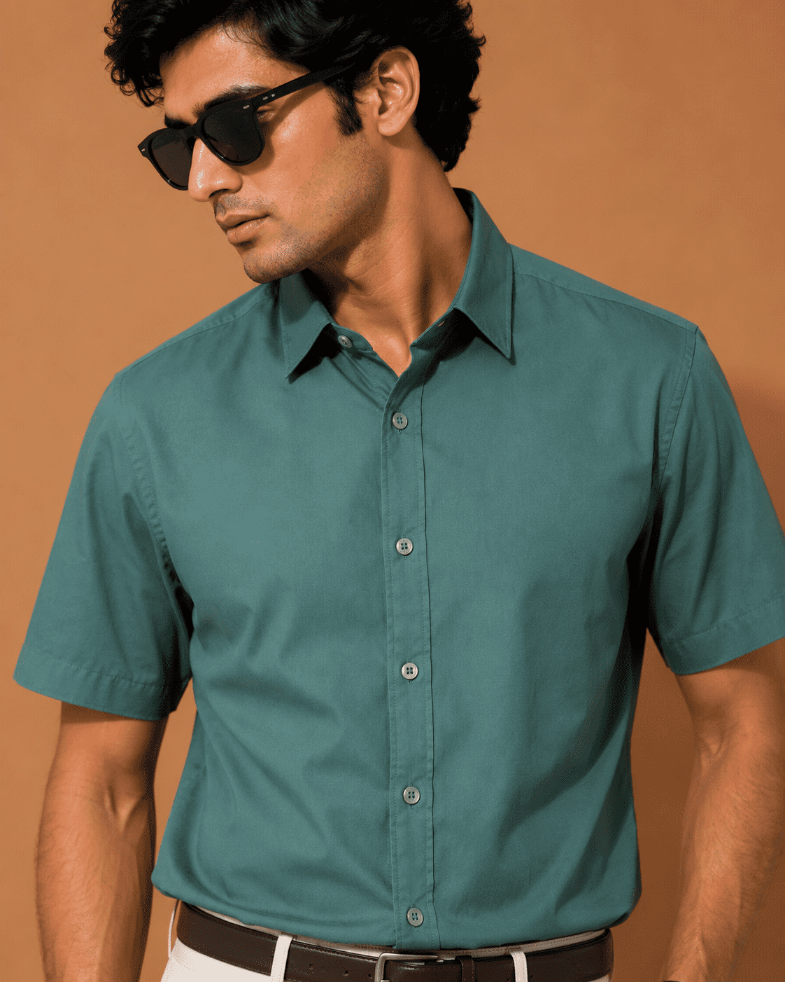 ChatGPT Image Jul 16, 2026, 01_11_23 PM Mast & Harbour Men's Sage Green Solid Slim Fit Casual Shirt - Image 3