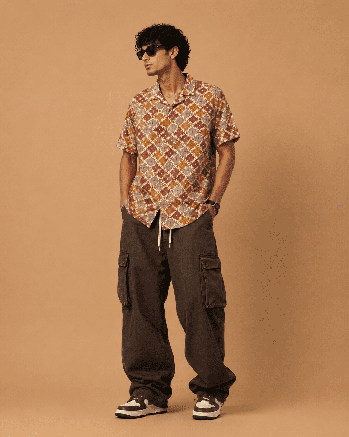 Mast & Harbour Men's Mustard Geometric Printed Cotton Casual Shirt - Image 2