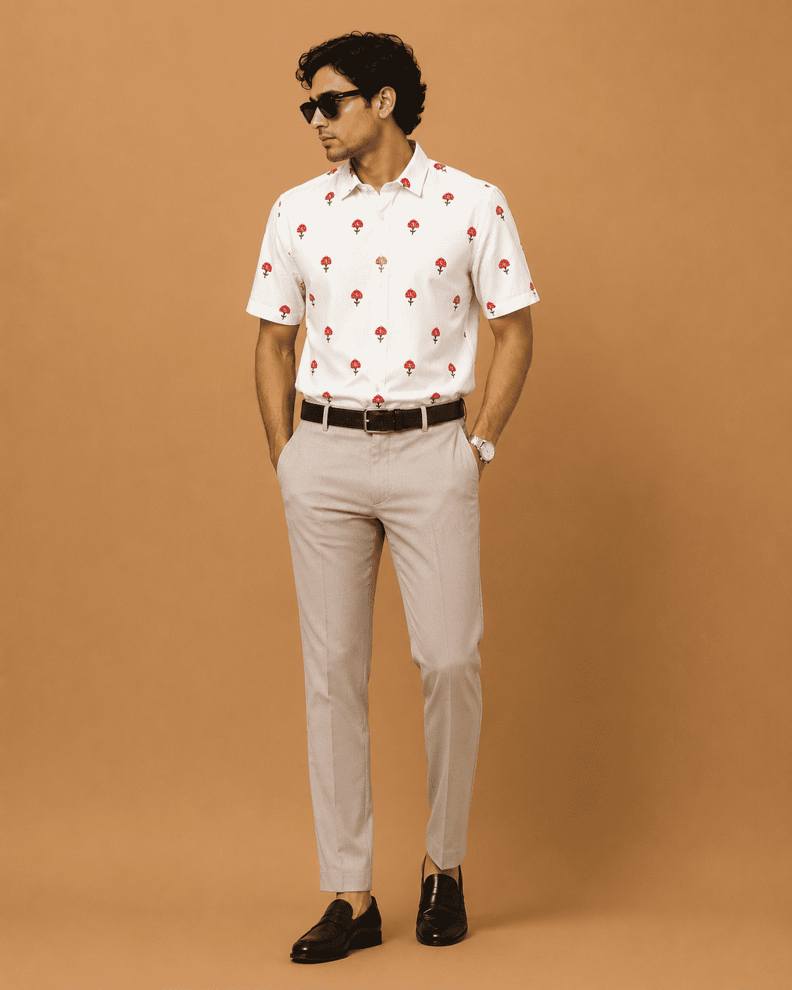 Mast & Harbour Men's White Floral Printed Cotton Casual Shirt - Image 2