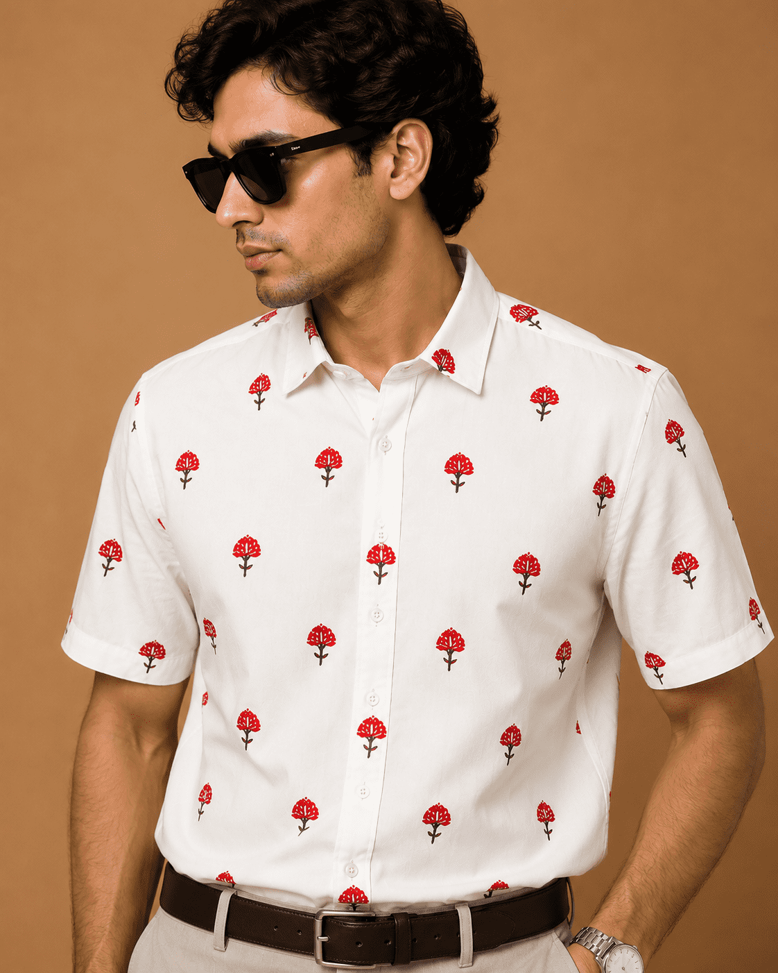 Mast & Harbour Men's White Floral Printed Cotton Casual Shirt - Image 3