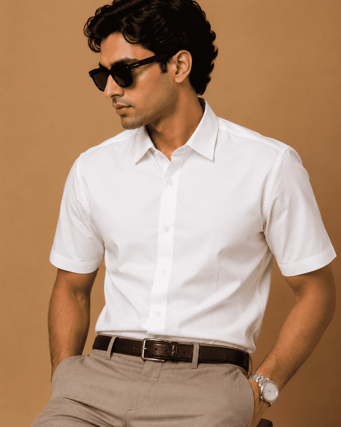 Rare Rabbit Men's Solid White Premium Cotton Casual Shirt - Image 3