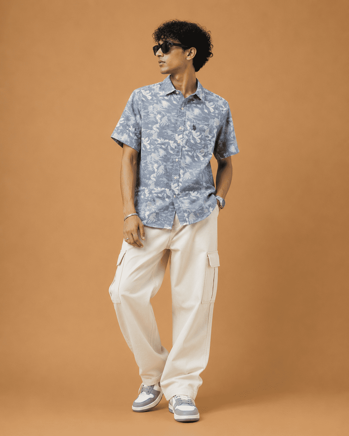 U.S. Polo Assn. Men's Blue Floral Printed Premium Cotton Casual Shirt - Image 2