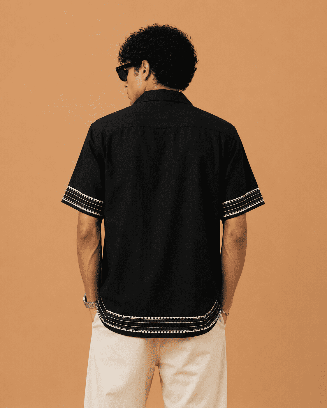 DNMX Men's Black Embroidered Premium Resort Casual Shirt - Image 4