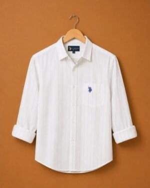 U.S. Polo Assn. Premium White Pinstripe Full Sleeve Shirt