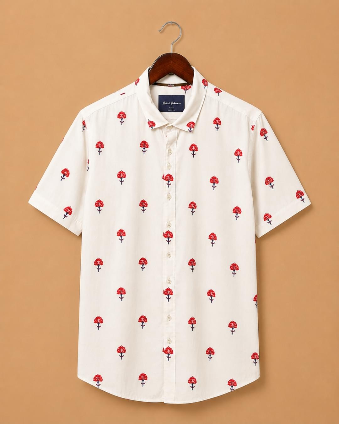 Mast & Harbour Men's White Floral Printed Cotton Casual Shirt