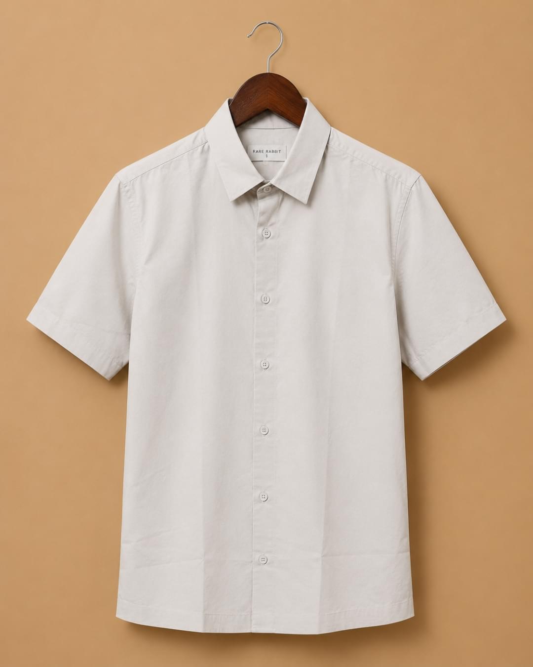 Rare Rabbit Men's Solid White Premium Cotton Casual Shirt
