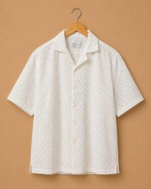 Snitch Ivory Textured Resort Shirt – White